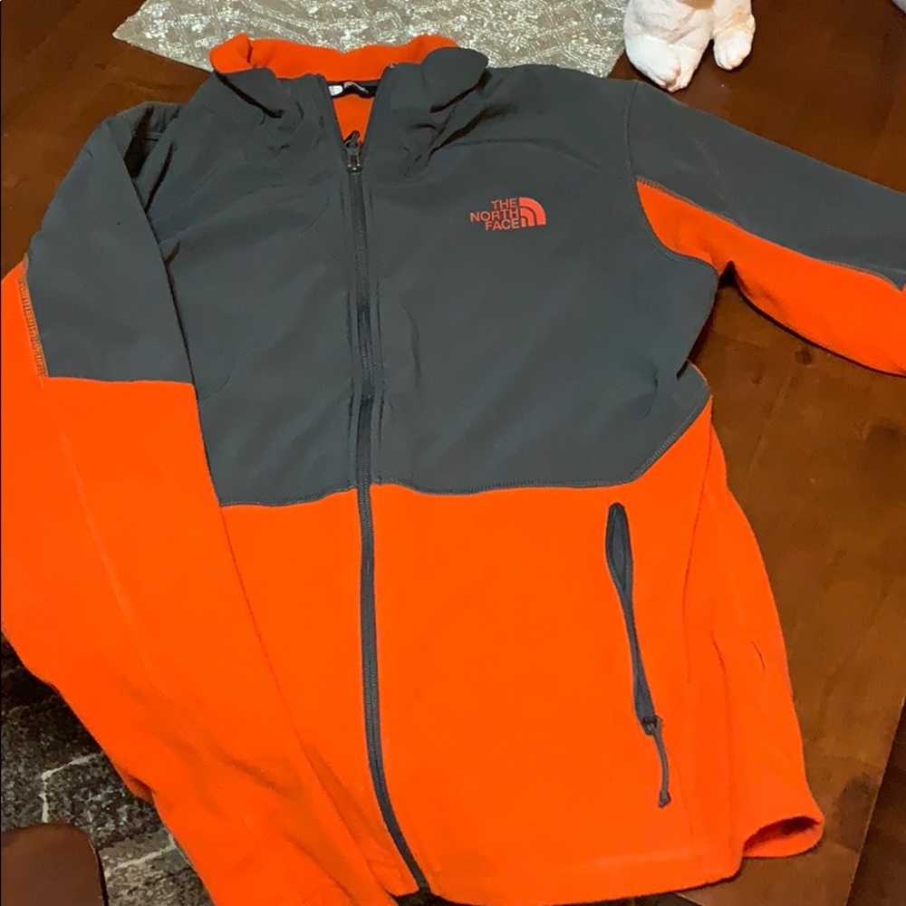 North face fleece zip up men’s med. orange/gray